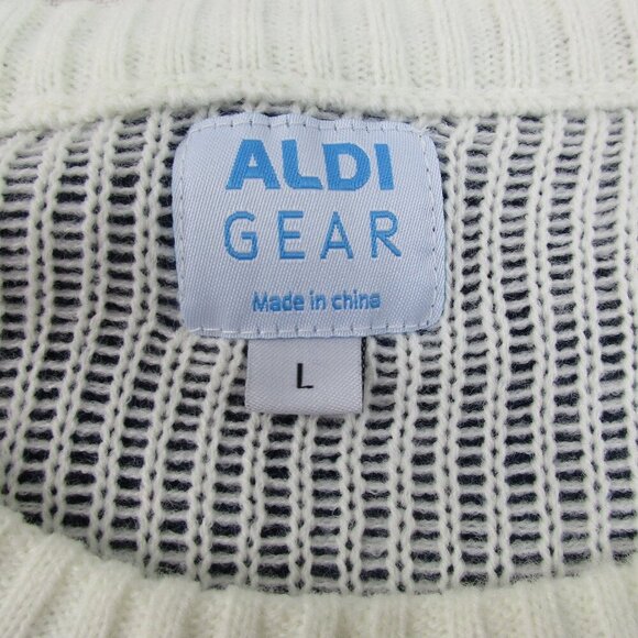 Aldi Gear Christmas Sweater Womens‎ Large Navy Reindeer Snowflake Knit Crew Neck - Picture 5 of 10